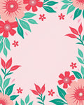 Red Pink Floral Botanical Design Rug