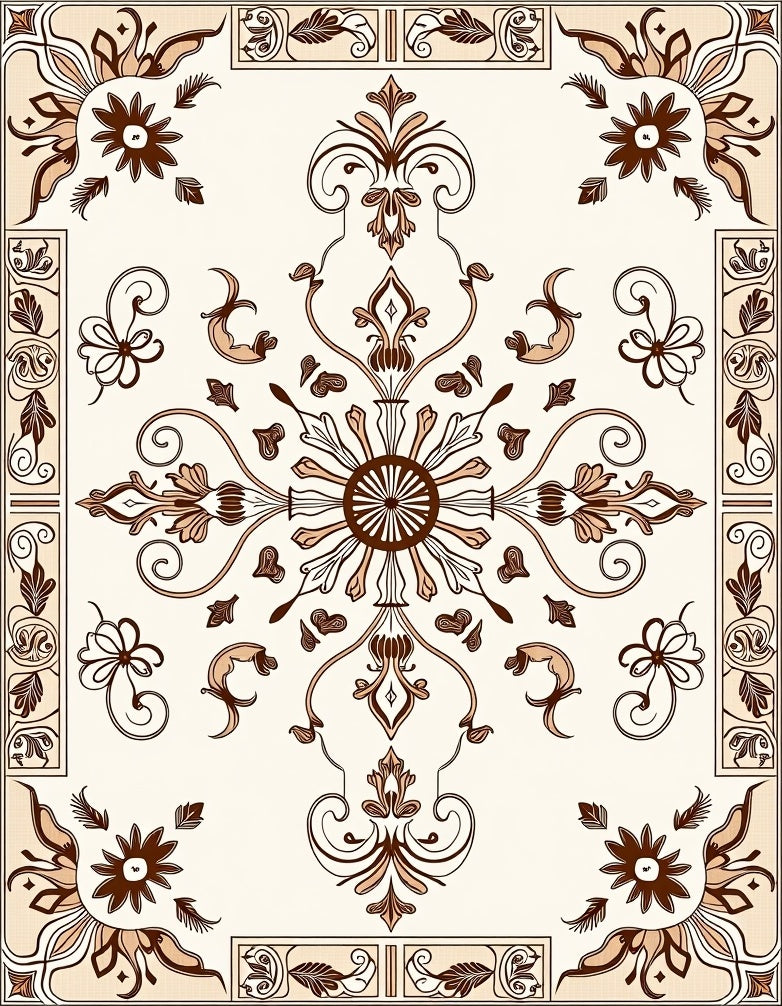 Vintage Floral Scrollwork Pattern Rug