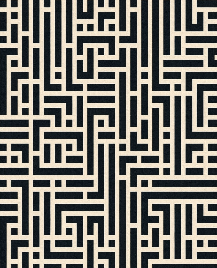 Maze Pattern With Off-White Lines Rug