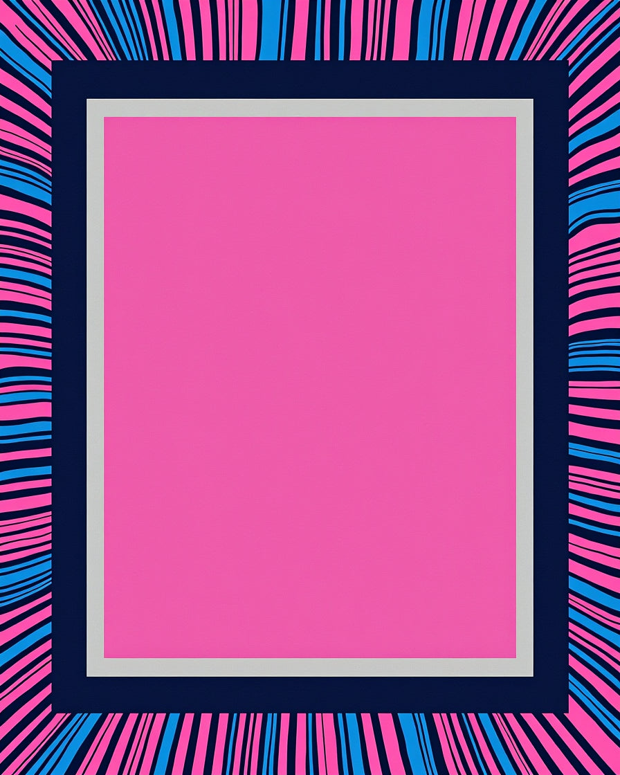 Abstract Pink Blue Striped Design Rug