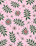 Pink Green Foliage Flower Medallion Rug