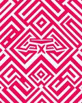 Vibrant Pink Geometric Maze Pattern Rug