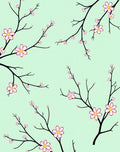 Pink Blossom Branches On Mint Background Rug