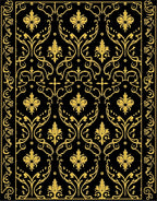 Ornate Gold Floral Damask Pattern Rug