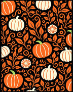 Orange Black Autumn Pumpkin Vines Rug