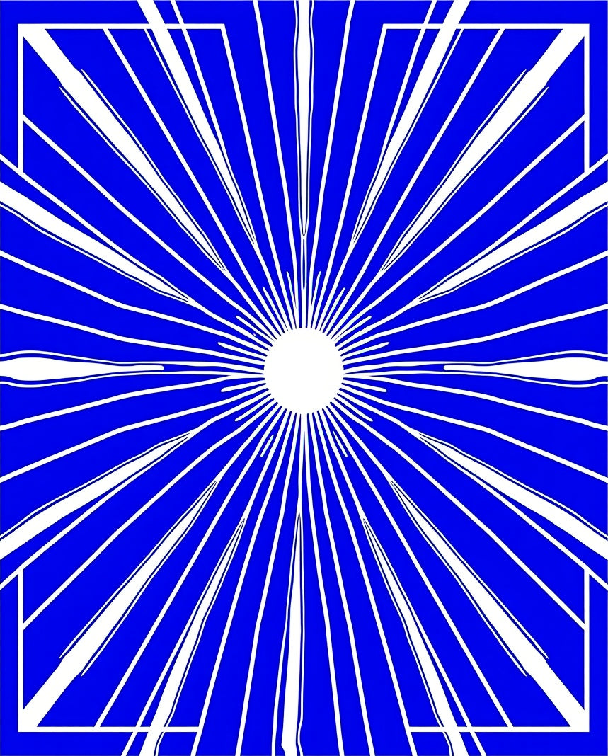 Bright Blue Burst Geometric Rug