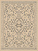 Elegant Scrollwork Patterned Natural Rug