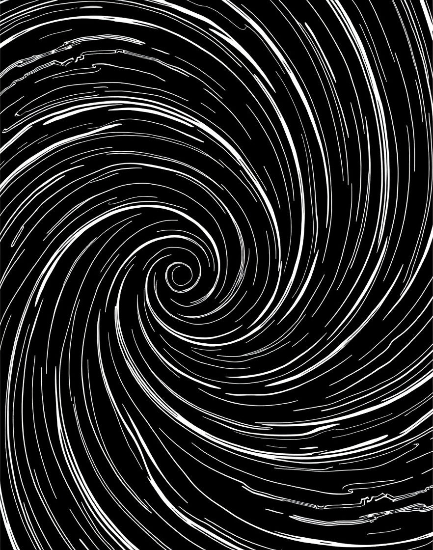 Abstract White Swirl Black Rug