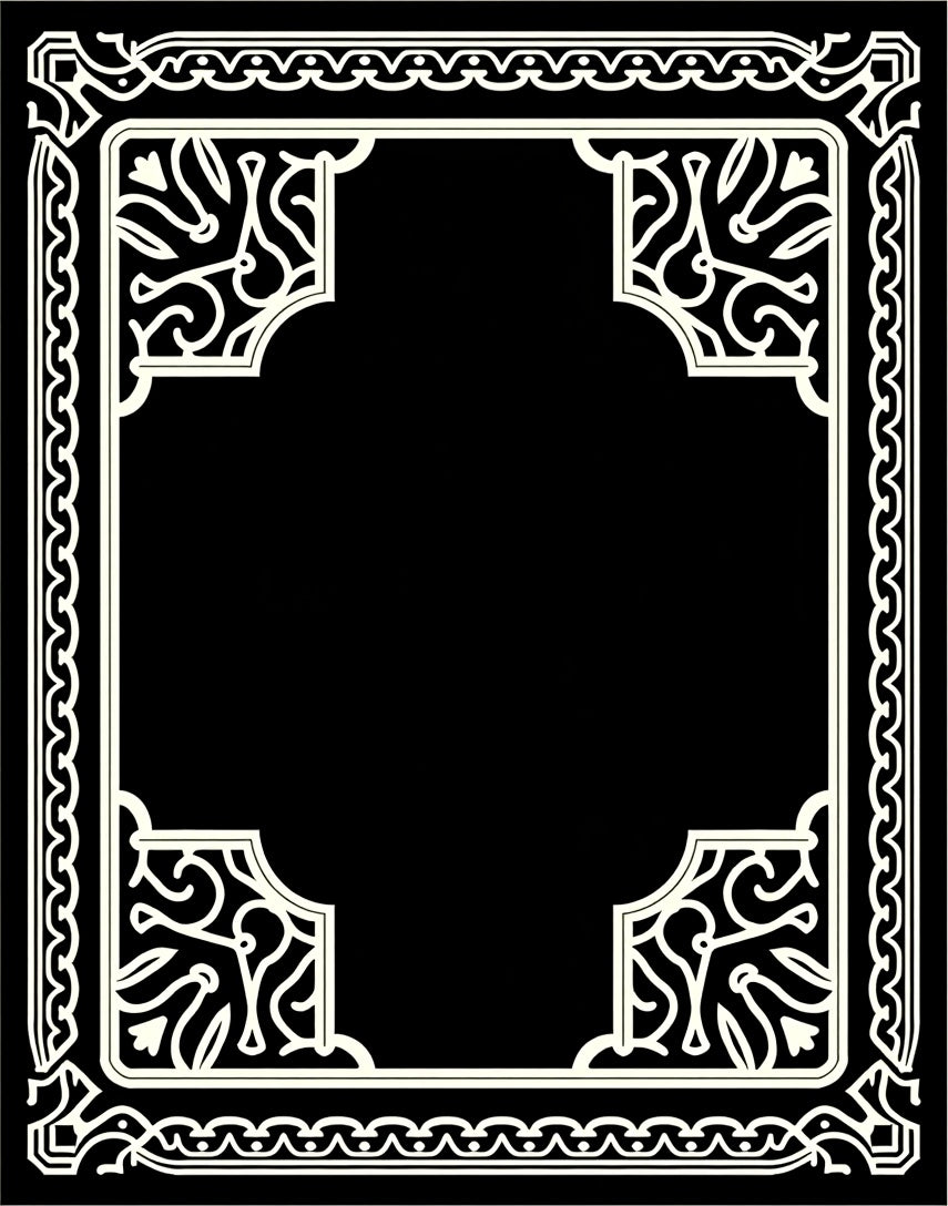 Ornate Filigree Scrollwork Border Rug