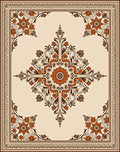 Floral Damask Inspired Geometric Design Rug