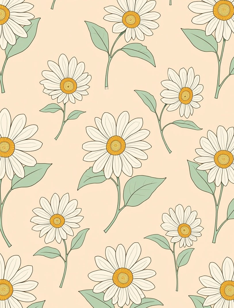 Retro Daisy Botanical Pattern Rug