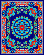 Vibrant Floral Mandalas Bordered Design Rug