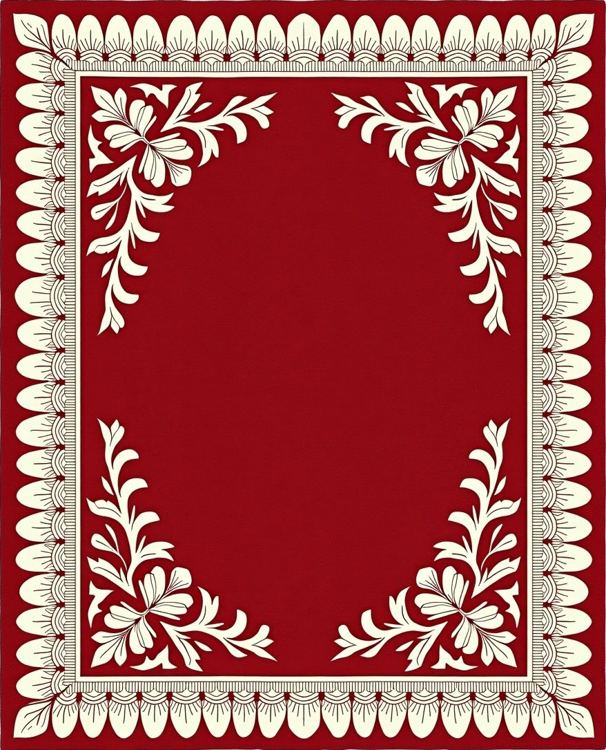 Ornate Floral Border Design Rug