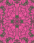 Ornate Pink Green Swirl Pattern Rug