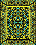 Bold Black Yellow Turquoise Floral Rug