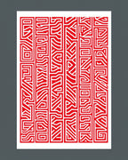 Bold Red Geometric Maze Pattern Rug