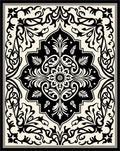 Classic Floral Palmette Black and Cream Rug