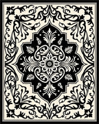 Classic Floral Palmette Black and Cream Rug