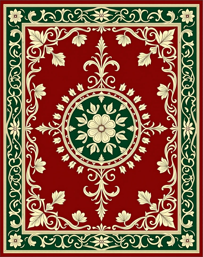 Regal Floral Medallion Inspired Border Design Rug