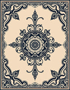 Ornate Mandala Floral Pattern Rug