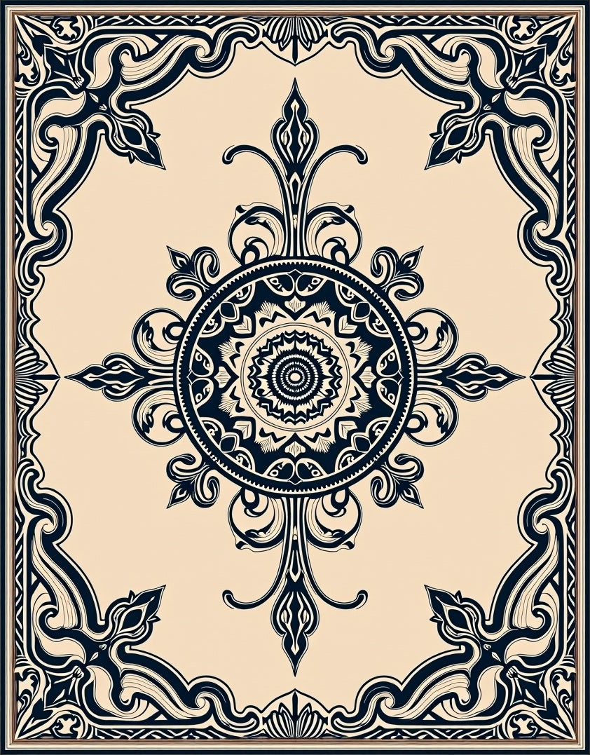 Ornate Mandala Floral Pattern Rug