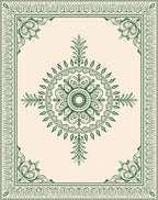 Vintage Floral Bordered Mandala Design Rug
