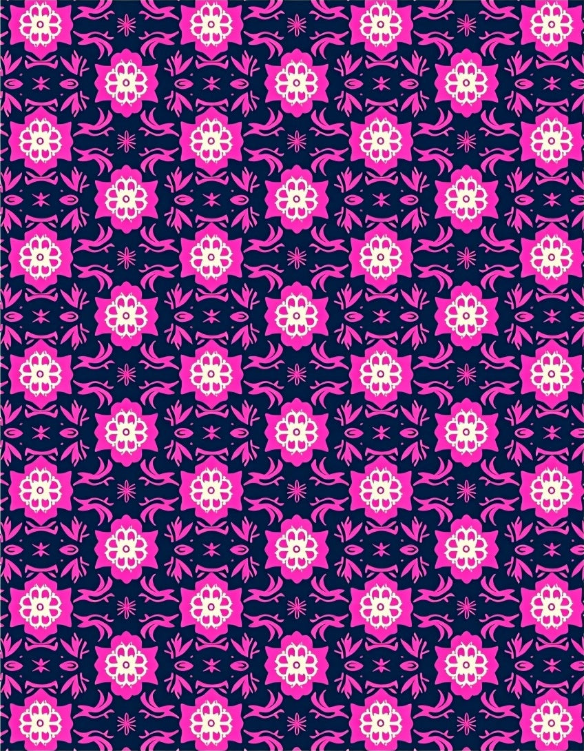 Fuchsia Floral Pattern Design Rug