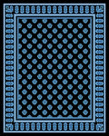 Traditional Blue Floral Repeating Pattern Rug