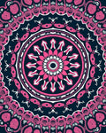 Pink Navy Intricate Floral Mandala Rug