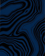 Abstract Blue And Black Swirl Pattern Rug