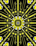 Yellow Sunburst Geometric Art Rug