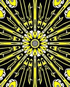 Yellow Sunburst Geometric Art Rug