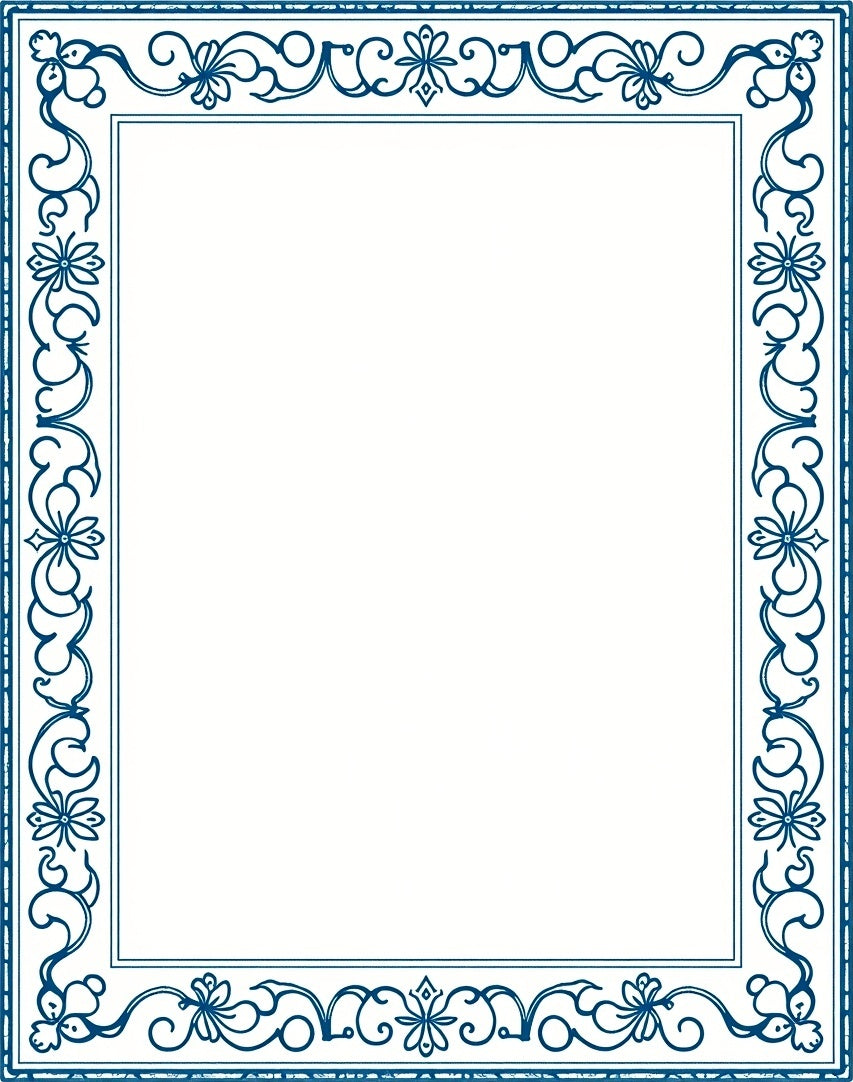 Classic Floral Swirl Border Design Rug
