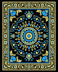 Intricate Blue Yellow Mandala Pattern Rug