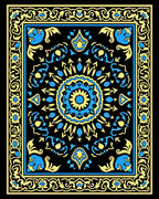Intricate Blue Yellow Mandala Pattern Rug