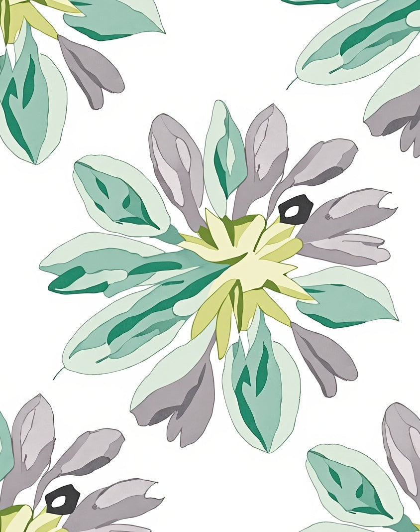 Abstract Floral Pattern With Green Tones Rug