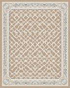 Intricate Lattice Tan Geometric Pattern Rug