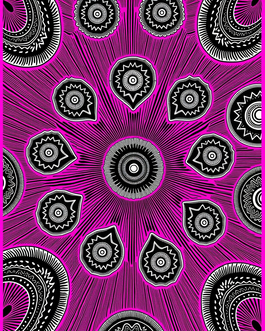Vibrant Pink Psychedelic Floral Pattern Rug
