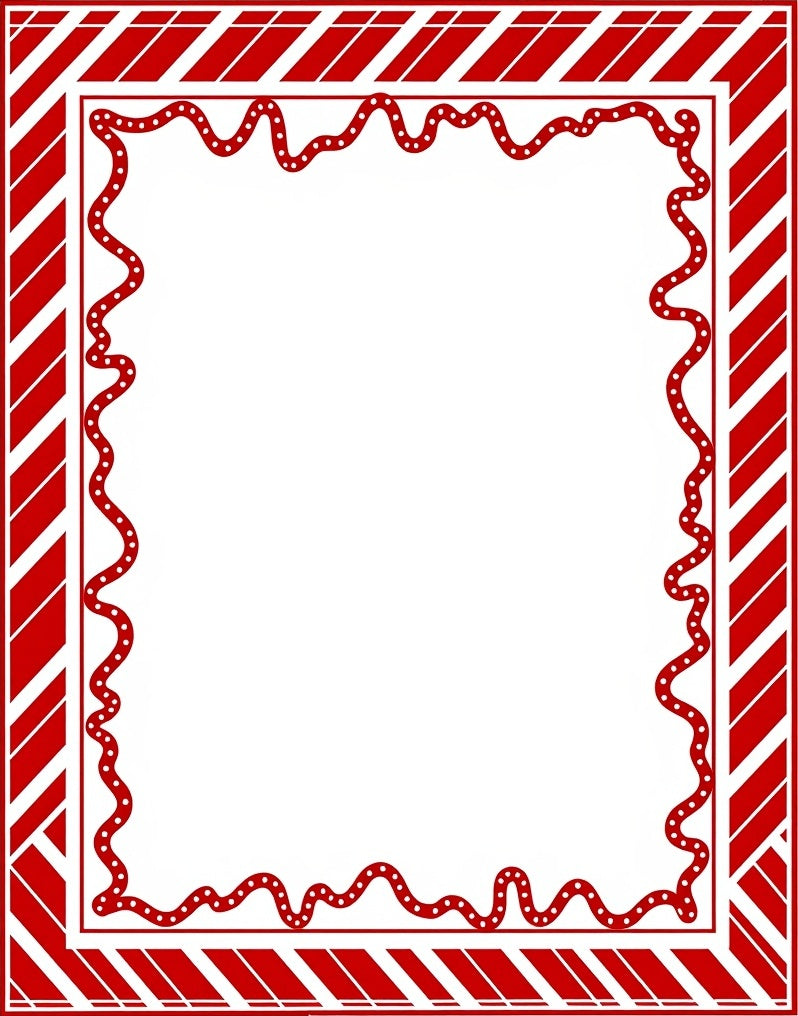 Crimson White Stripe Border Waves Rug
