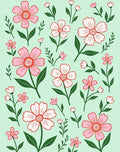 Pink and Green Floral Pattern Rug