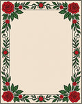 Red Rose Vine Bordered Design Rug