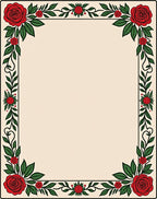 Red Rose Vine Bordered Design Rug