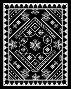 Monochrome Snowflake Mandala Contemporary Rug