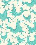 Abstract Teal Cream Organic Shapes Rug