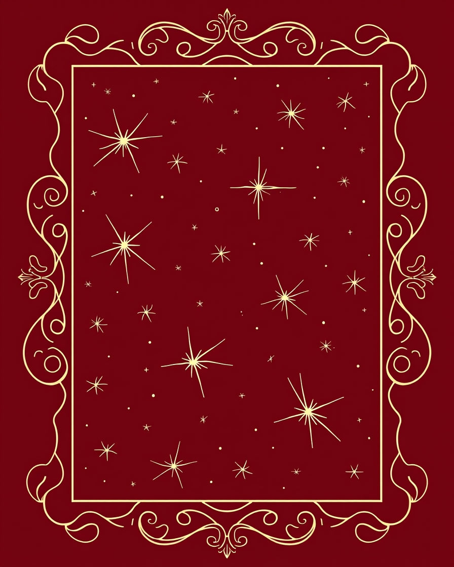 Crimson Gold Starry Night Frame Rug