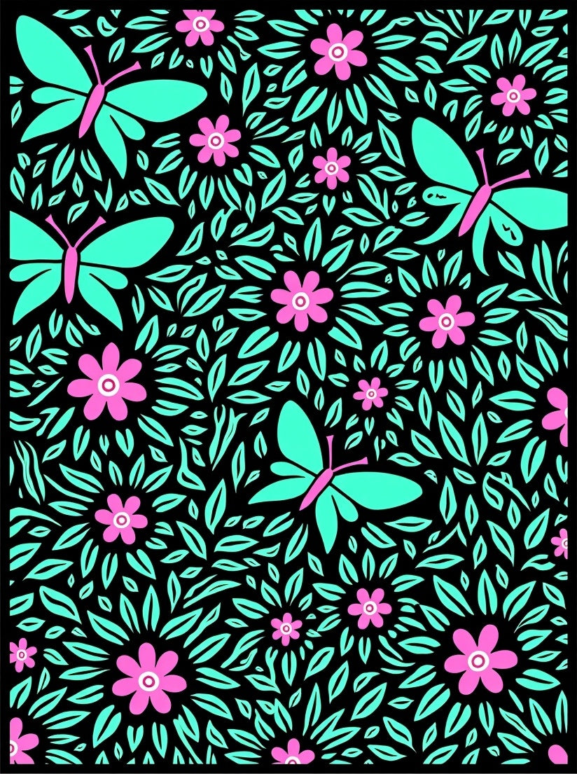 Whimsical Butterfly Blossom Pattern Rug
