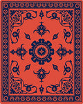 Intricate Floral Bordered Ornate Rug