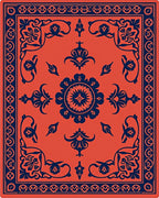 Intricate Floral Bordered Ornate Rug