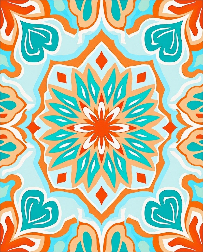 Bright Floral Mandala Abstract Design Rug