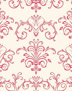 Crimson Elegant Damask Pattern Rug